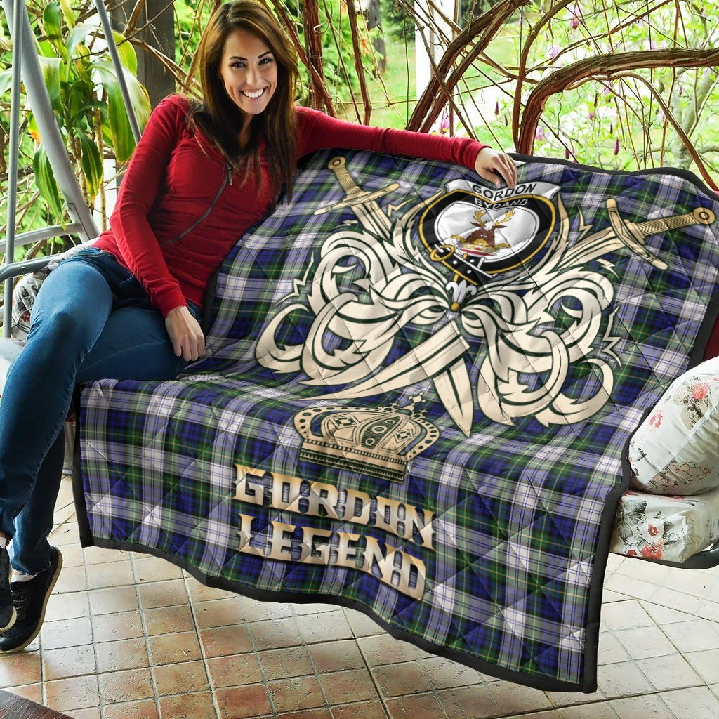 Gordon Dress Modern Tartan Crest Legend Gold Royal Premium Quilt