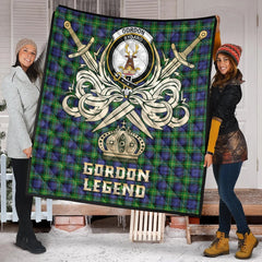 Gordon Modern Tartan Crest Legend Gold Royal Premium Quilt