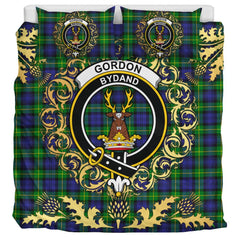 Gordon Modern Tartan Crest Bedding Set - Golden Thistle Style