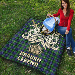 Gordon Modern Tartan Crest Legend Gold Royal Premium Quilt