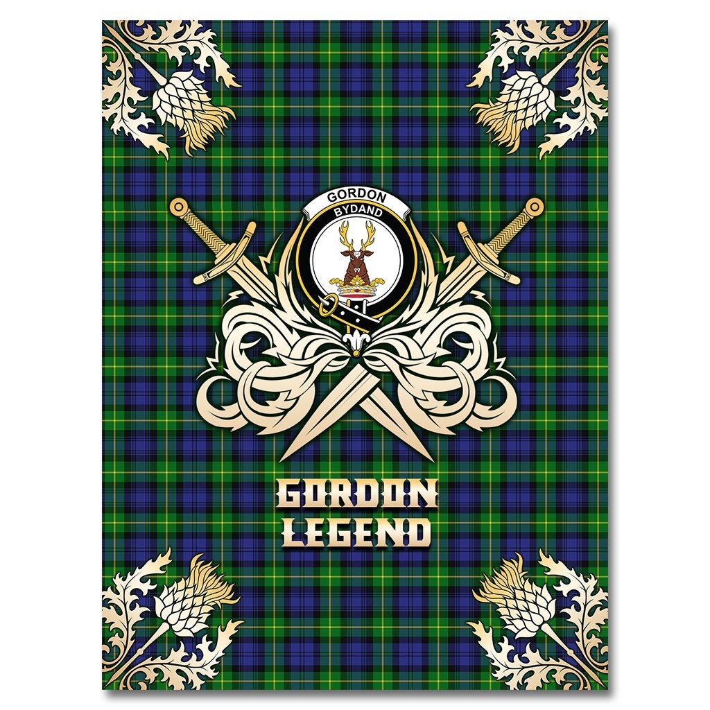 Gordon Modern Tartan Gold Courage Symbol Blanket