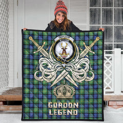 Gordon Old Ancient Tartan Crest Legend Gold Royal Premium Quilt