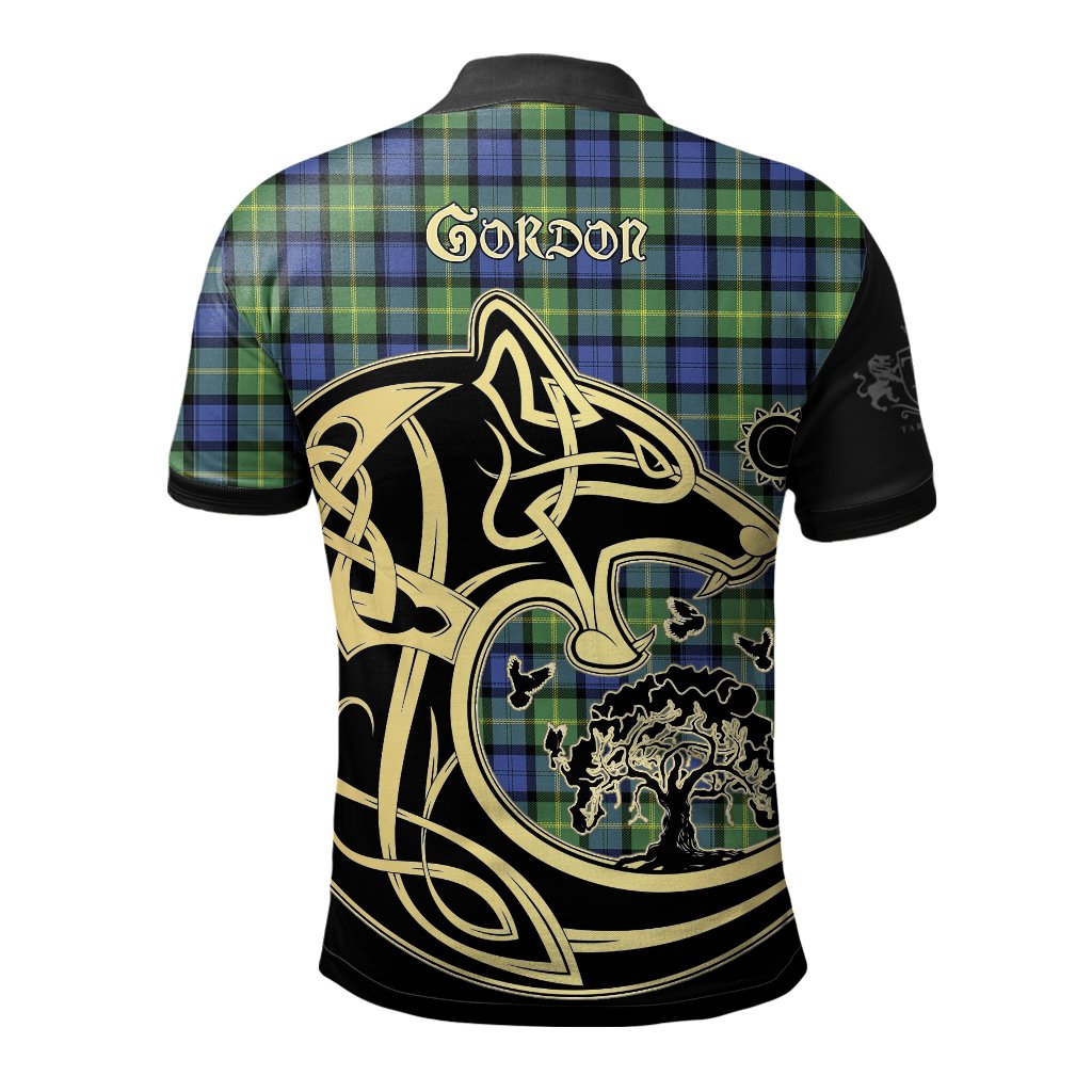 Gordon Old Ancient Tartan Polo Shirt Viking Wolf