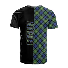 Gordon Old Ancient Tartan T-Shirt Half of Me - Cross Style