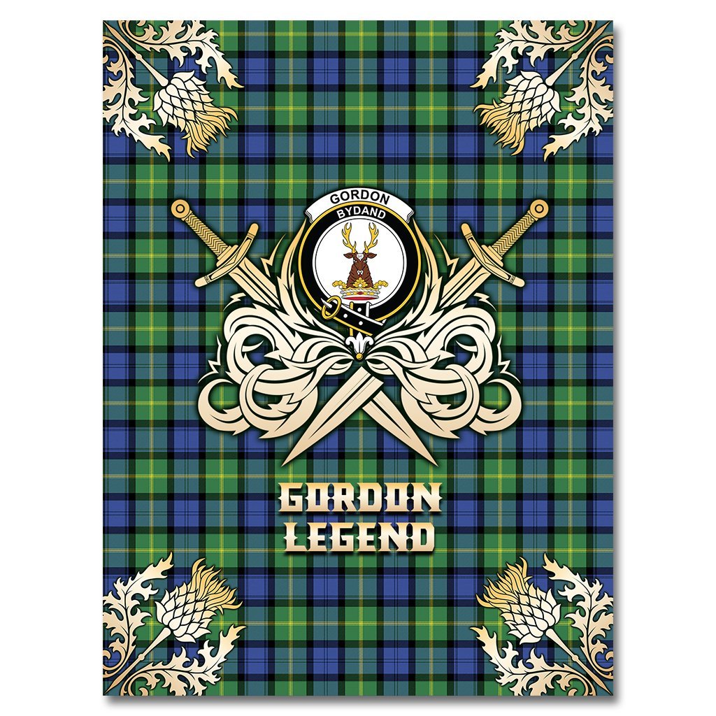 Gordon Old Ancient Tartan Gold Courage Symbol Blanket