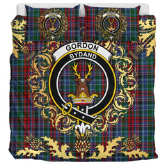 Gordon Red 01 Tartan Crest Bedding Set - Golden Thistle Style