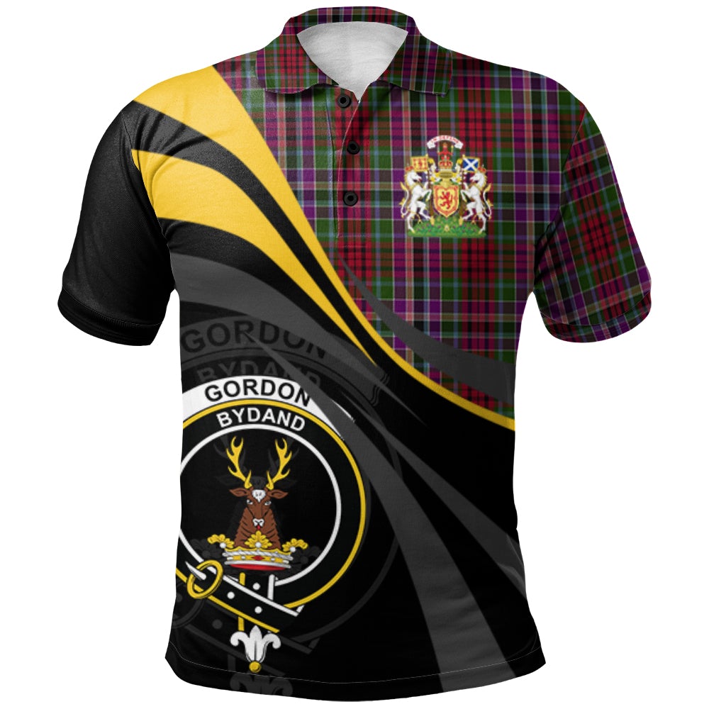 Gordon Red 02 Tartan Polo Shirt - Royal Coat Of Arms Style