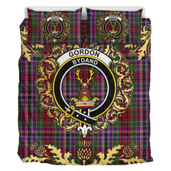 Gordon Red 02 Tartan Crest Bedding Set - Golden Thistle Style