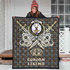 Gordon Weathered Tartan Crest Legend Gold Royal Premium Quilt