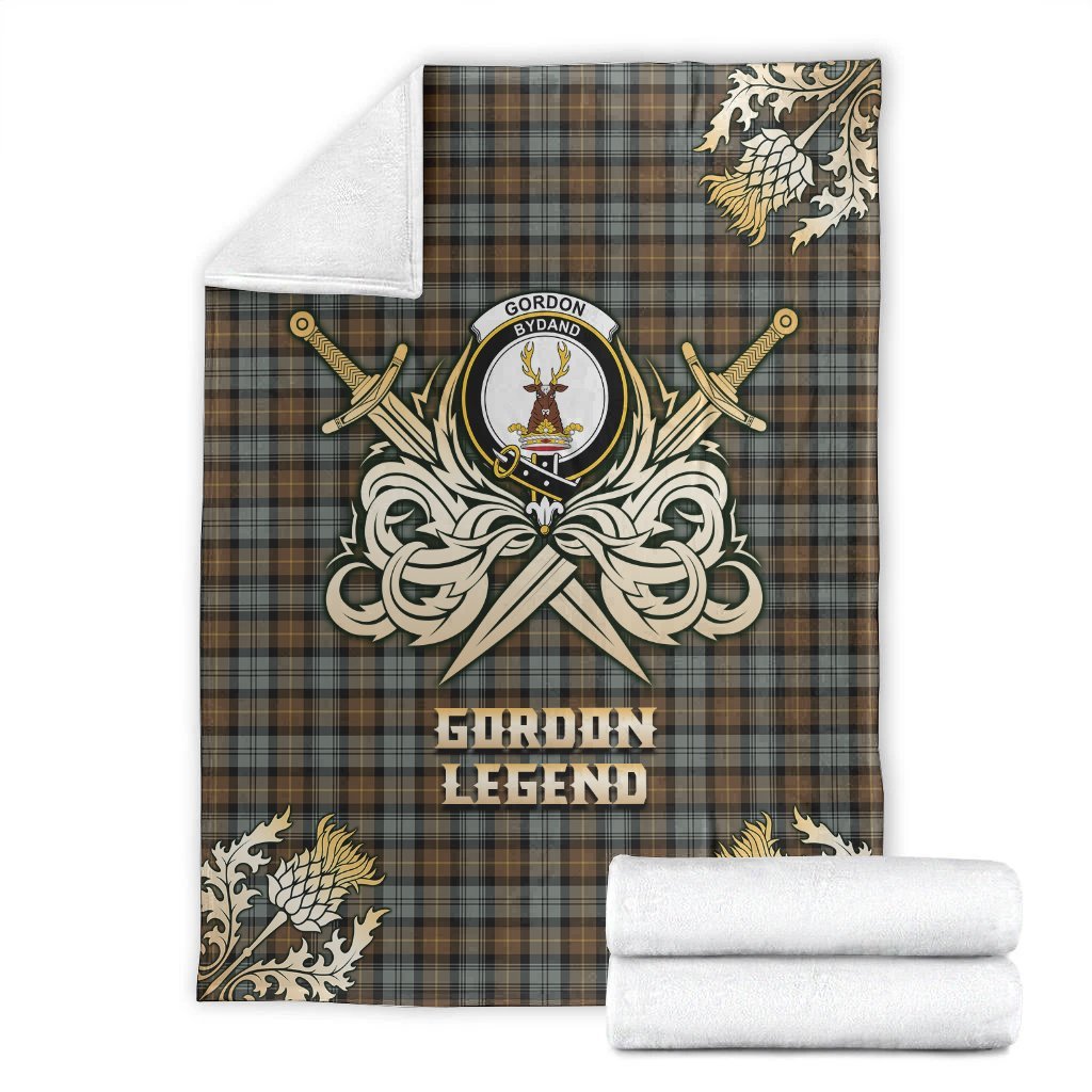 Gordon Weathered Tartan Gold Courage Symbol Blanket