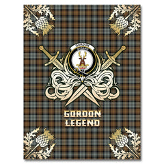 Gordon Weathered Tartan Gold Courage Symbol Blanket
