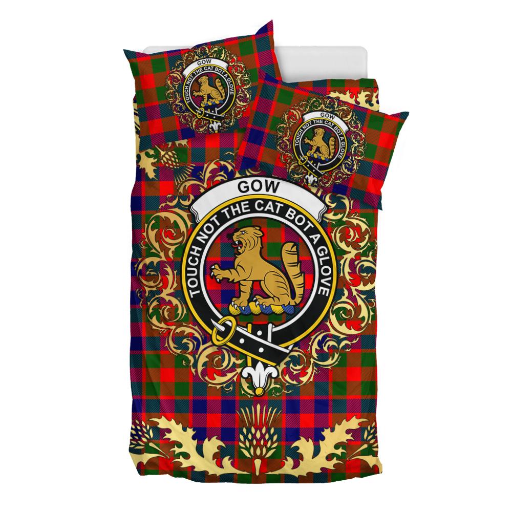 Gow Modern Tartan Crest Bedding Set - Golden Thistle Style
