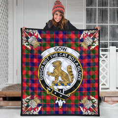 Gow of McGouan Tartan Crest Premium Quilt - Gold Thistle Style