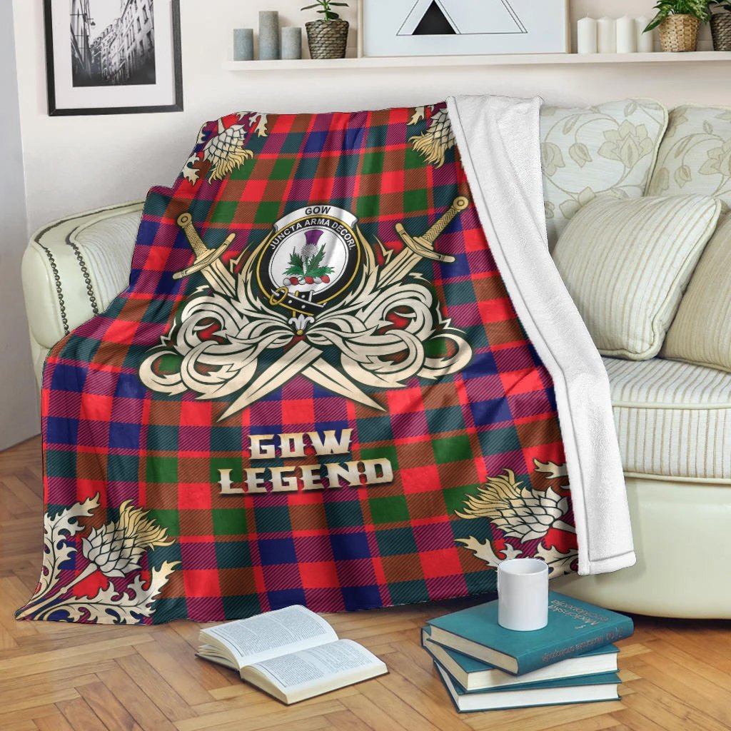Gow of Skeoch Tartan Gold Courage Symbol Blanket
