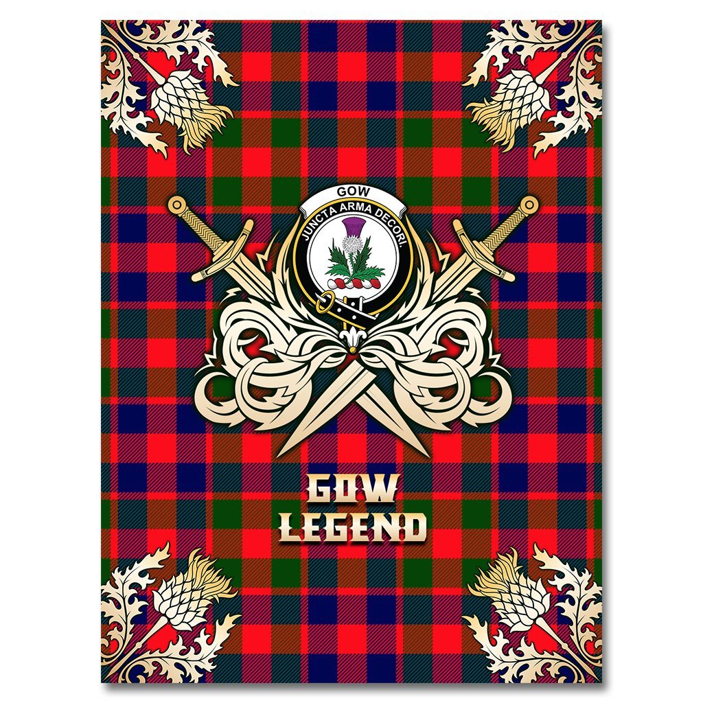 Gow of Skeoch Tartan Gold Courage Symbol Blanket