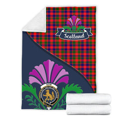 Gow (or McGouan) Tartan Crest Premium Blanket - Thistle Style