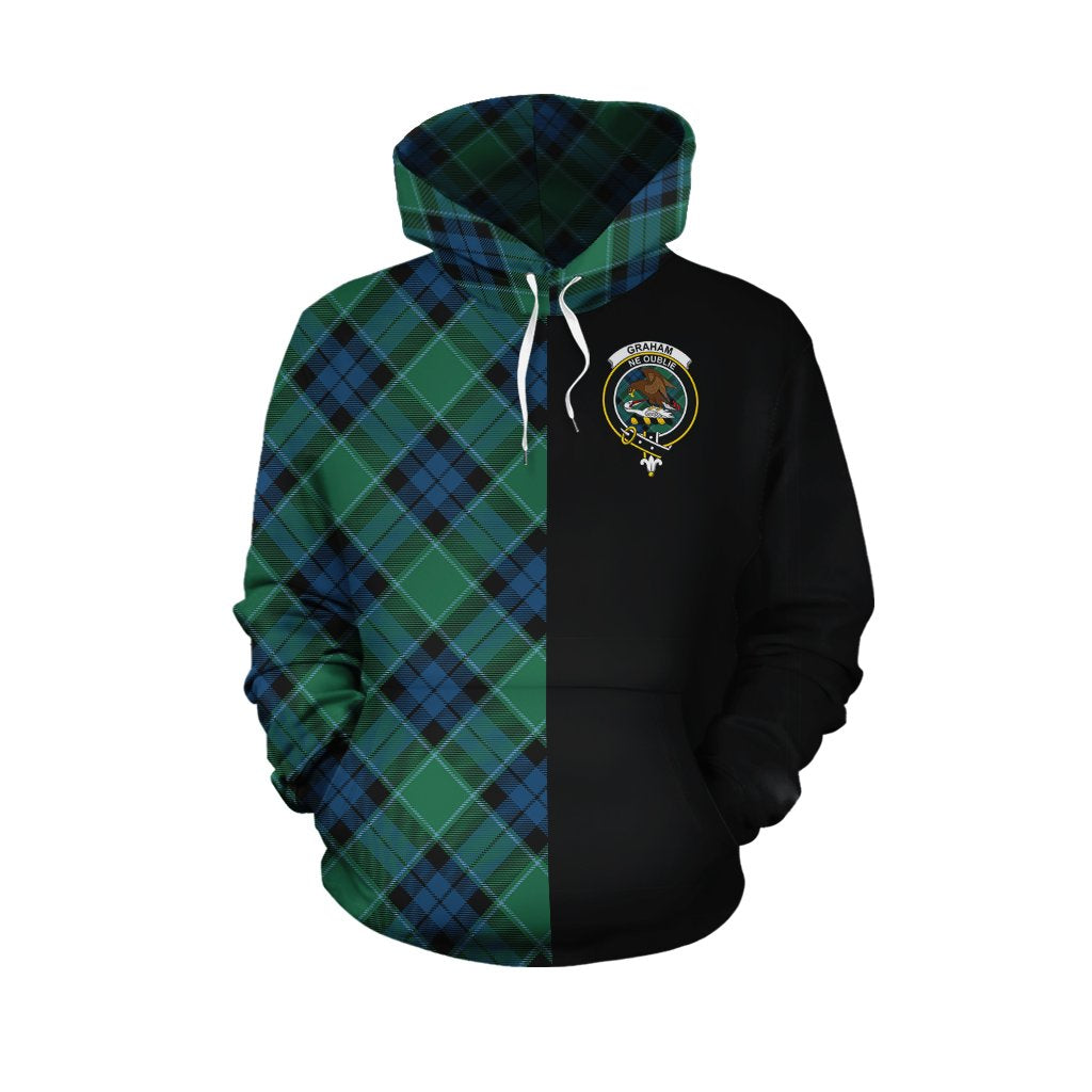 Graham of Menteith Ancient Tartan Hoodie Half of Me - Cross Style