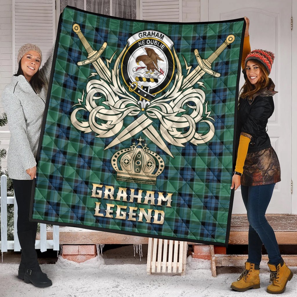 Graham of Menteith Ancient Tartan Crest Legend Gold Royal Premium Quilt