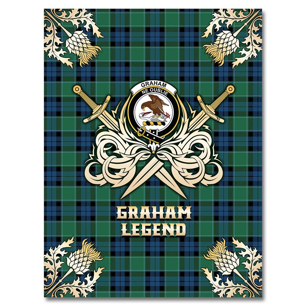 Graham of Menteith Ancient Tartan Gold Courage Symbol Blanket