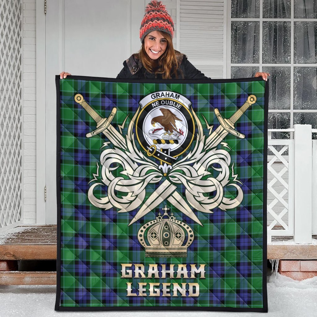 Graham of Menteith Modern Tartan Crest Legend Gold Royal Premium Quilt