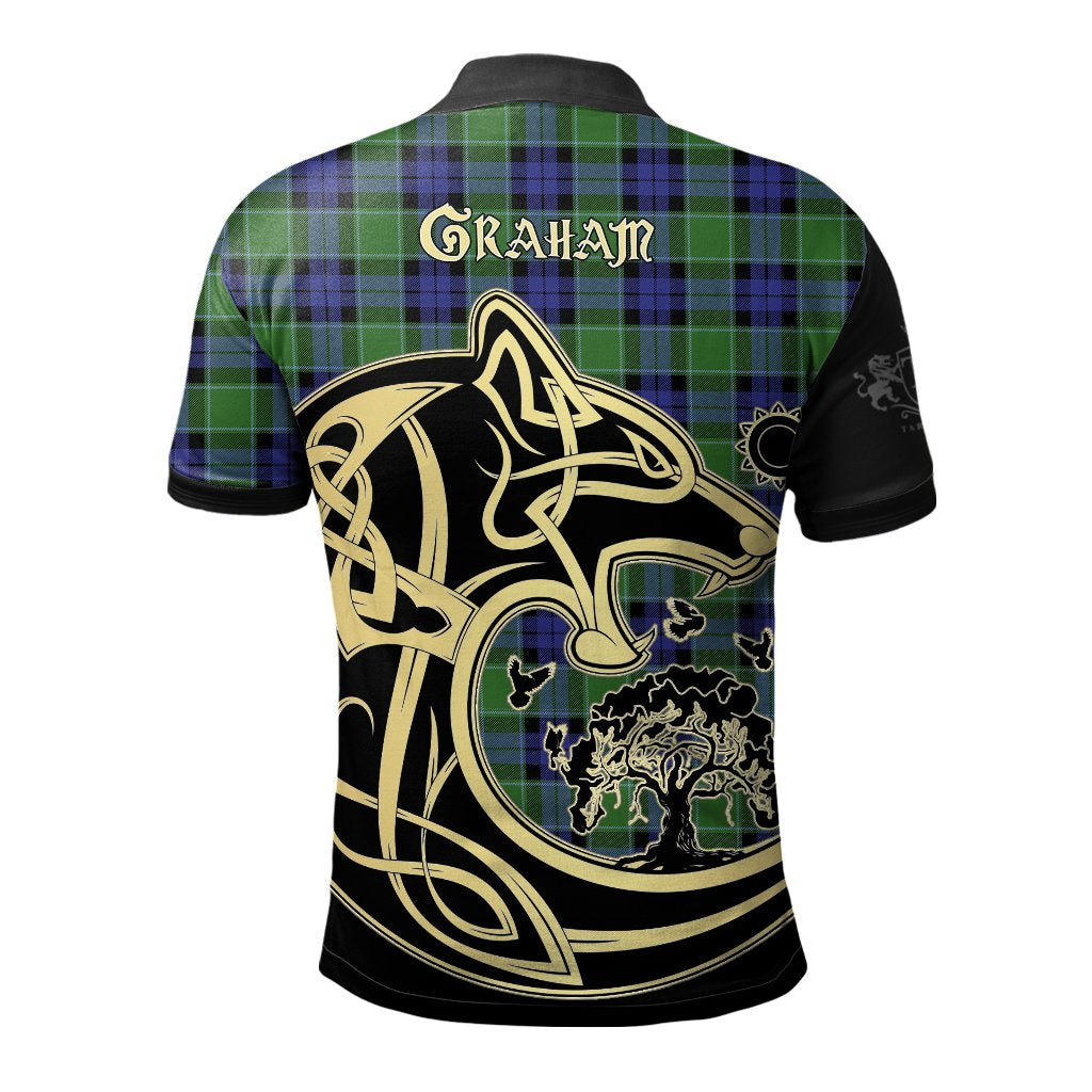 Graham of Menteith Modern Tartan Polo Shirt Viking Wolf