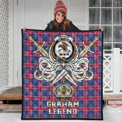 Graham of Menteith Red Tartan Crest Legend Gold Royal Premium Quilt