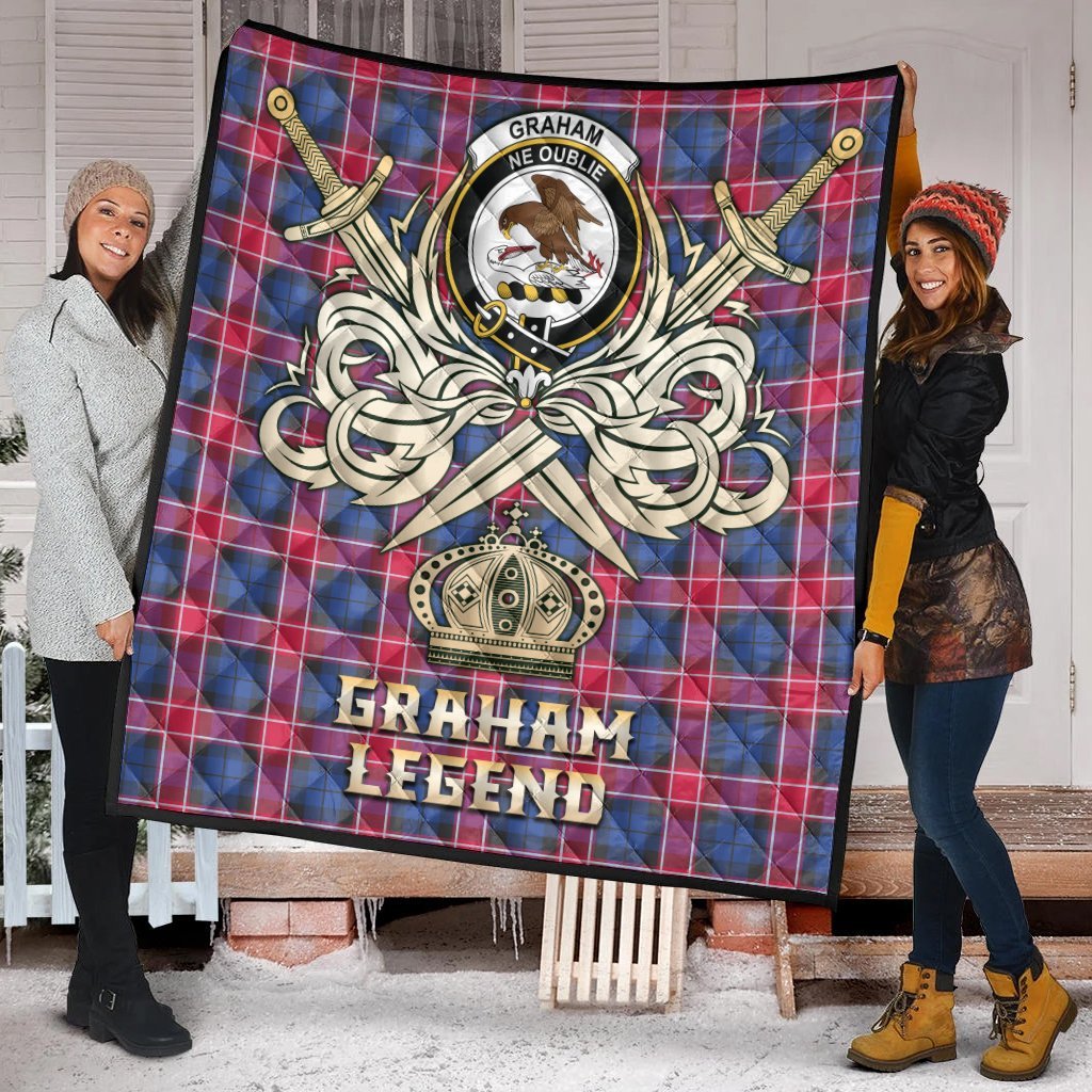 Graham of Menteith Red Tartan Crest Legend Gold Royal Premium Quilt