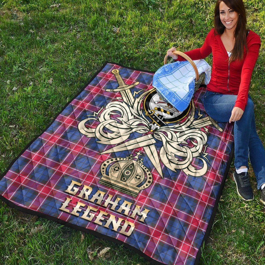 Graham of Menteith Red Tartan Crest Legend Gold Royal Premium Quilt