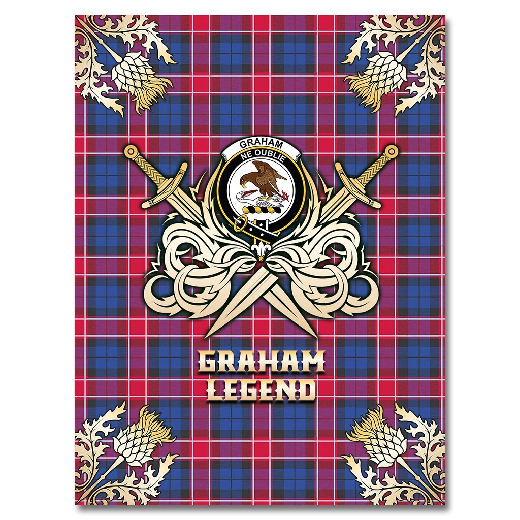 Graham of Menteith Red Tartan Gold Courage Symbol Blanket