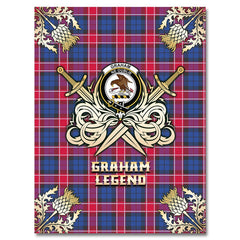 Graham of Menteith Red Tartan Gold Courage Symbol Blanket