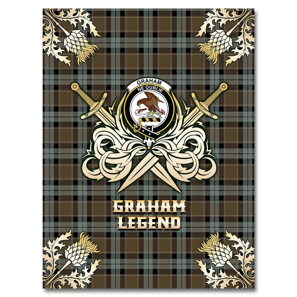 Graham of Menteith Weathered Tartan Gold Courage Symbol Blanket