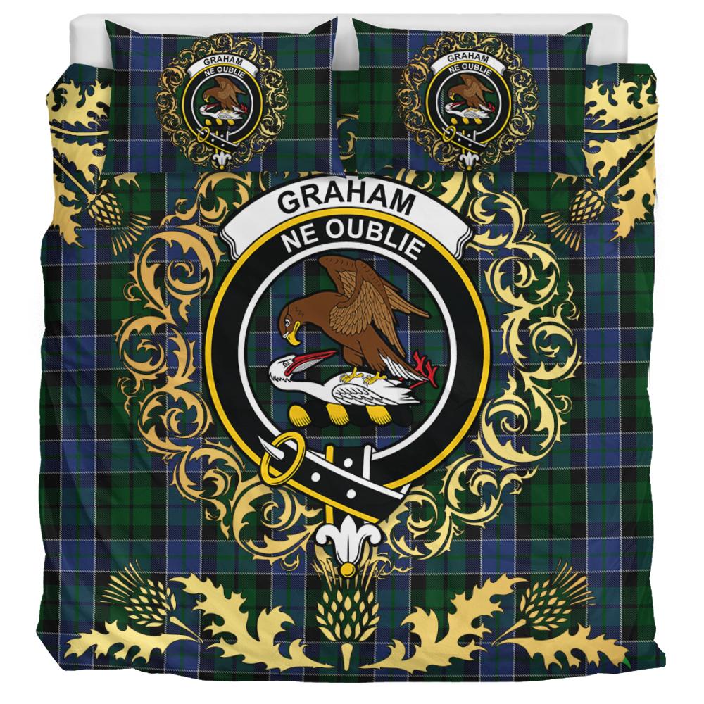 Graham of Montrose 01 Tartan Crest Bedding Set - Golden Thistle Style