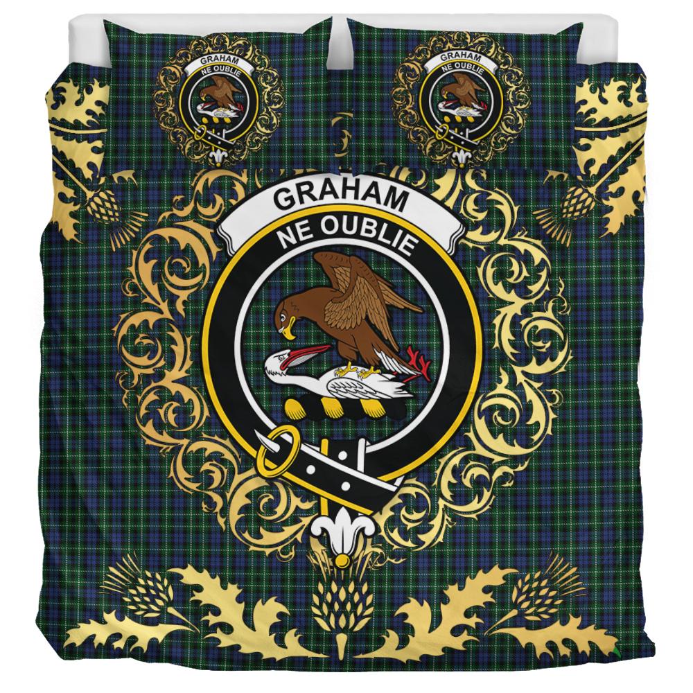 Graham of Montrose 03 Tartan Crest Bedding Set - Golden Thistle Style