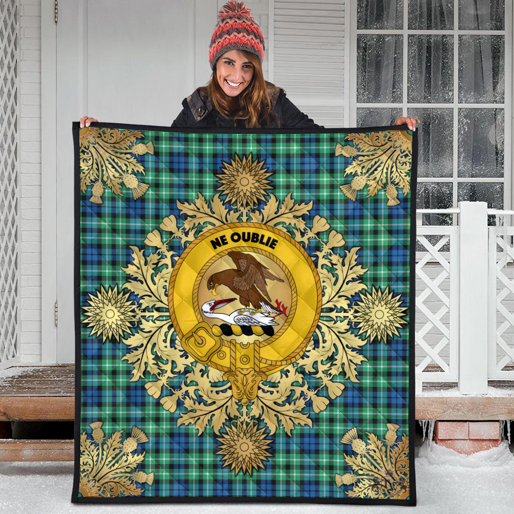 Graham Of Montrose Ancient Tartan Crest Premium Quilt - Gold Thistle Style