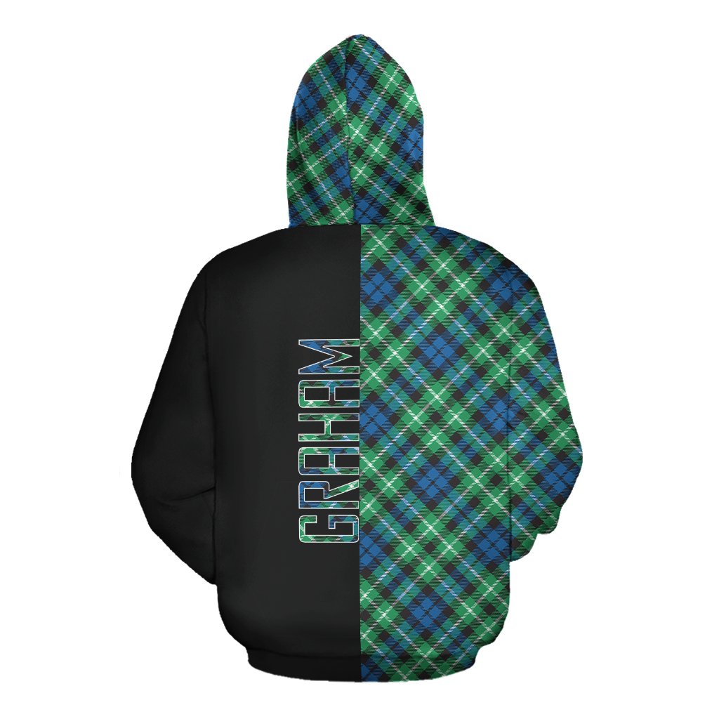 Graham of Montrose Ancient Tartan Hoodie Half of Me - Cross Style