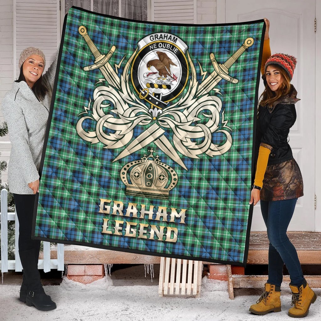Graham of Montrose Ancient Tartan Crest Legend Gold Royal Premium Quilt