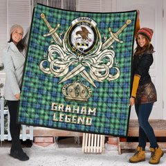 Graham of Montrose Ancient Tartan Crest Legend Gold Royal Premium Quilt