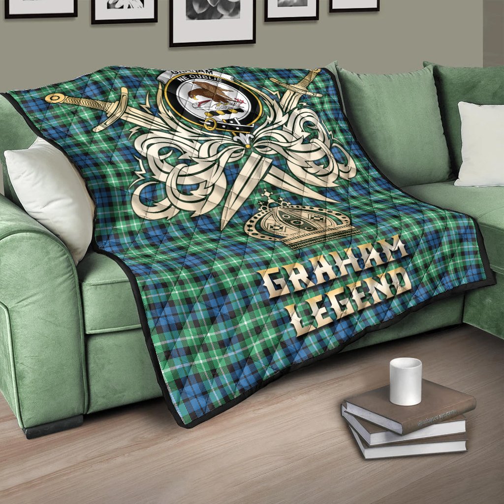 Graham of Montrose Ancient Tartan Crest Legend Gold Royal Premium Quilt
