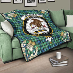 Graham of Montrose Ancient Tartan Crest Premium Quilt - Gold Thistle Style