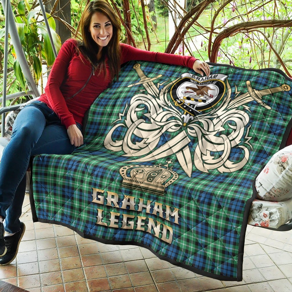 Graham of Montrose Ancient Tartan Crest Legend Gold Royal Premium Quilt