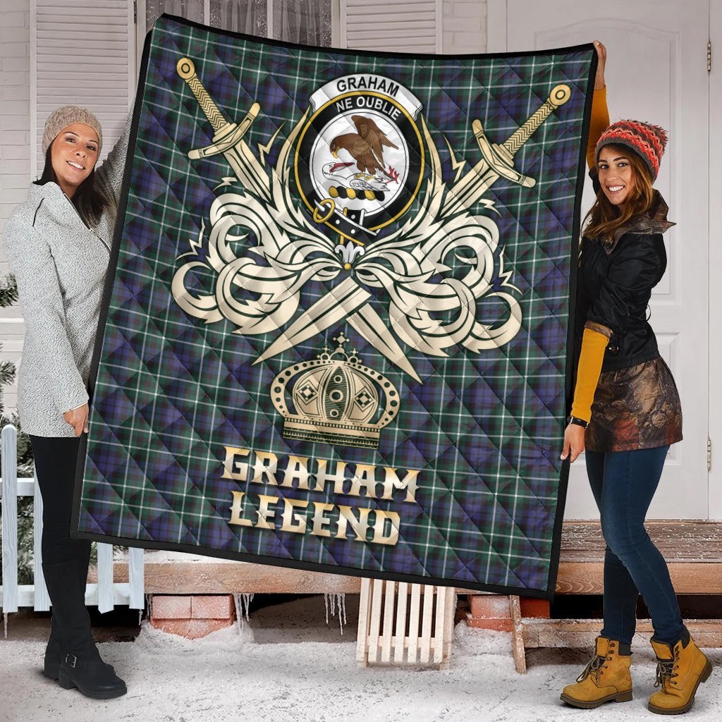 Graham of Montrose Modern Tartan Crest Legend Gold Royal Premium Quilt