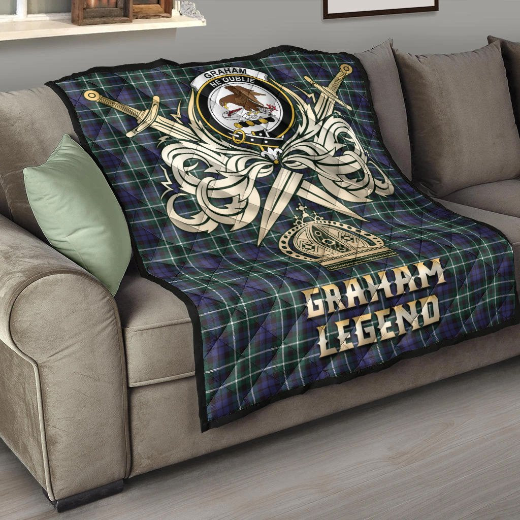 Graham of Montrose Modern Tartan Crest Legend Gold Royal Premium Quilt