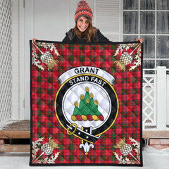 Grant Modern Tartan Crest Premium Quilt - Gold Thistle Style