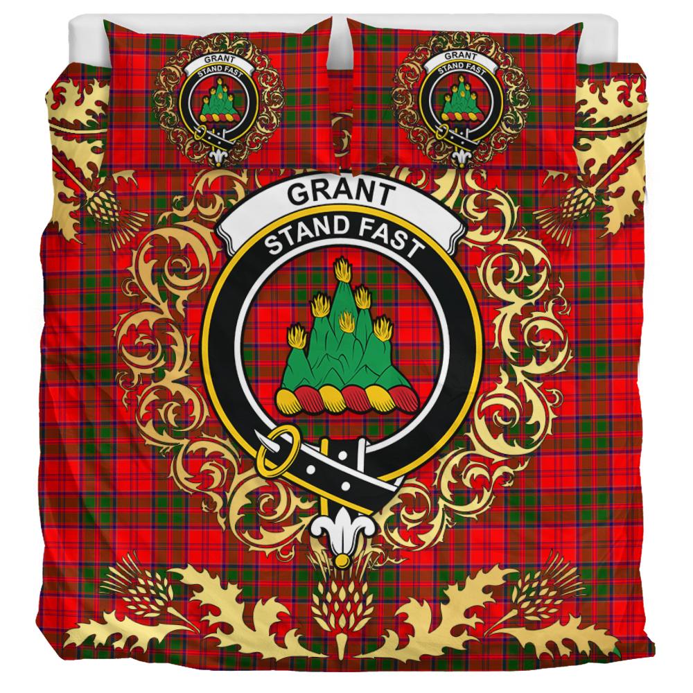Grant Modern Tartan Crest Bedding Set - Golden Thistle Style