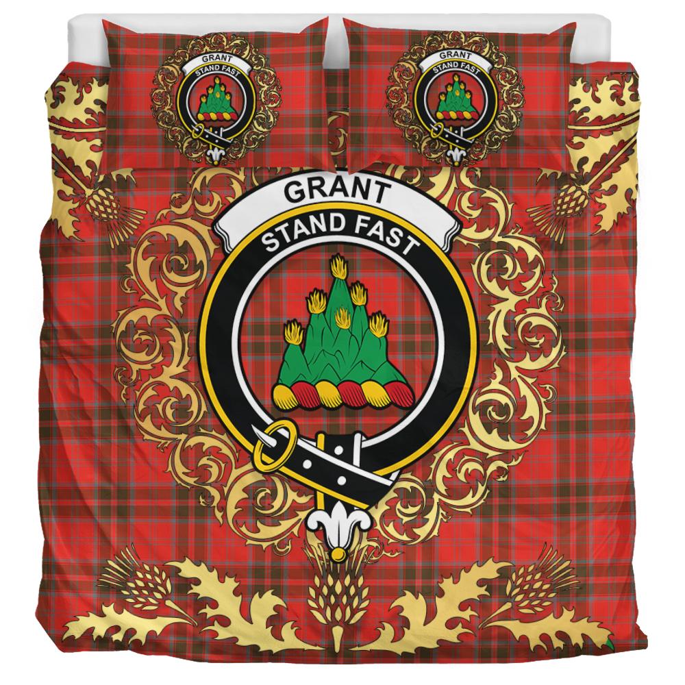 Grant Weathered Tartan Crest Bedding Set - Golden Thistle Style