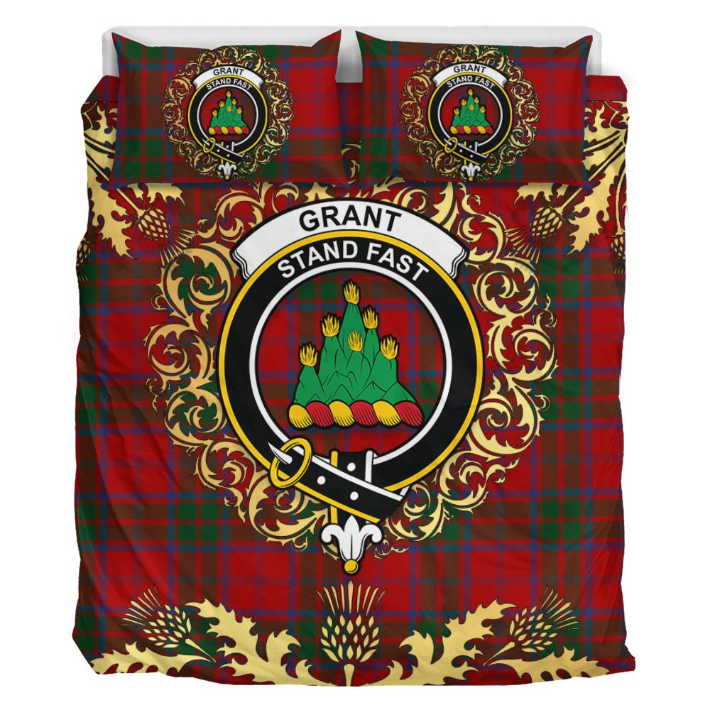 Grant (Vestiarium Scoticum) Tartan Crest Bedding Set - Golden Thistle Style