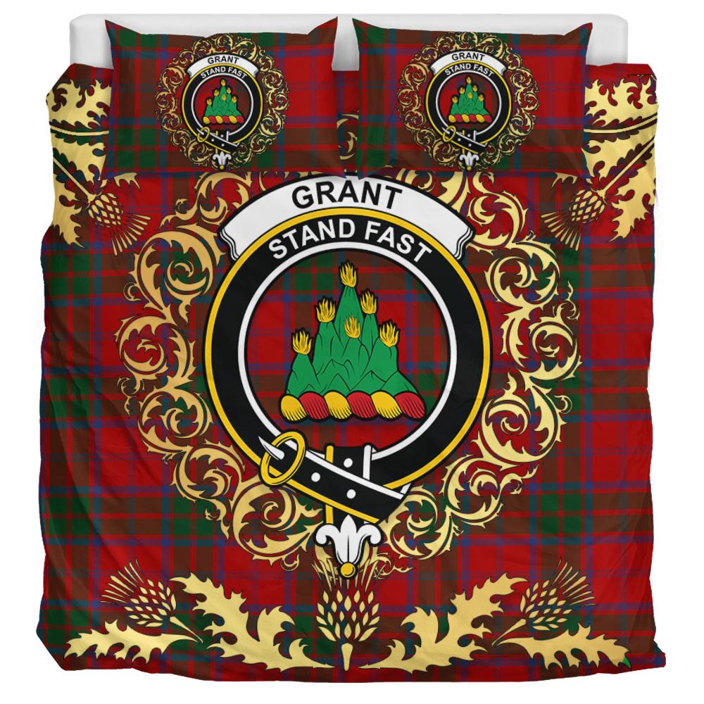 Grant (Vestiarium Scoticum) Tartan Crest Bedding Set - Golden Thistle Style