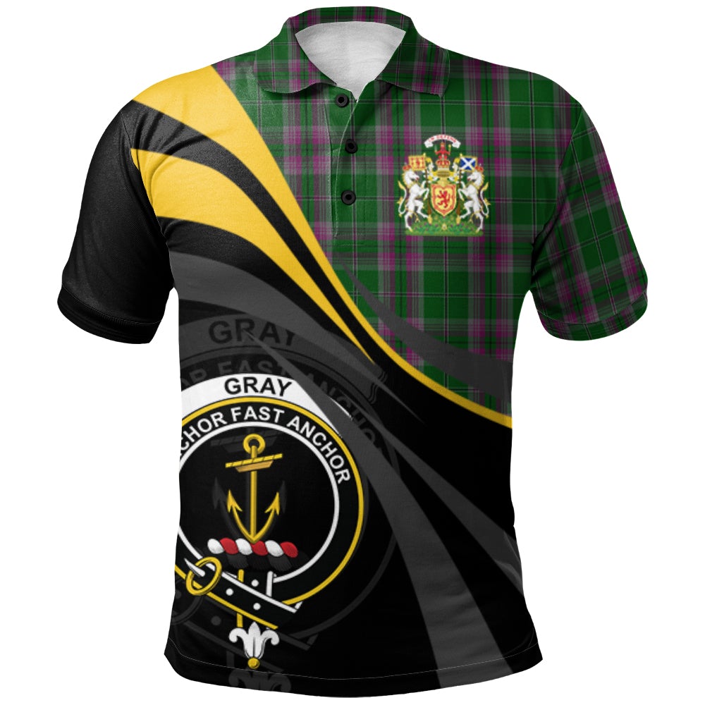 Gray Hunting Tartan Polo Shirt - Royal Coat Of Arms Style