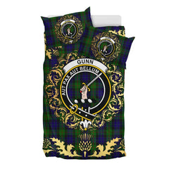Gunn Tartan Crest Bedding Set - Golden Thistle Style