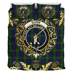 Gunn Tartan Crest Bedding Set - Golden Thistle Style